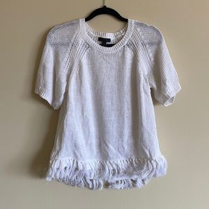 White fringe sweater